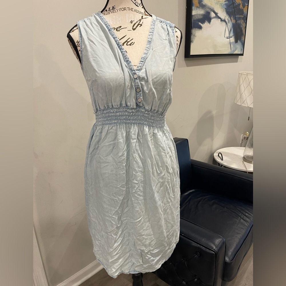 H&M Maternity Blue Sleeveless Smocked-Waist Dress
